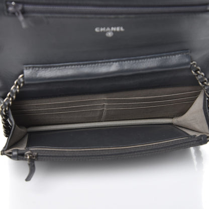 Chanel Lambskin Quilted Boy Wallet On Chain WOC Grey 5 of 12