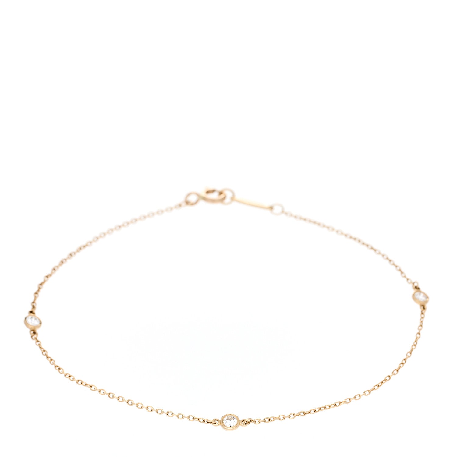 Tiffany 18K Yellow Gold Diamond .15ctw Elsa Peretti Diamonds by the Yard Station Bracelet 1 of 4