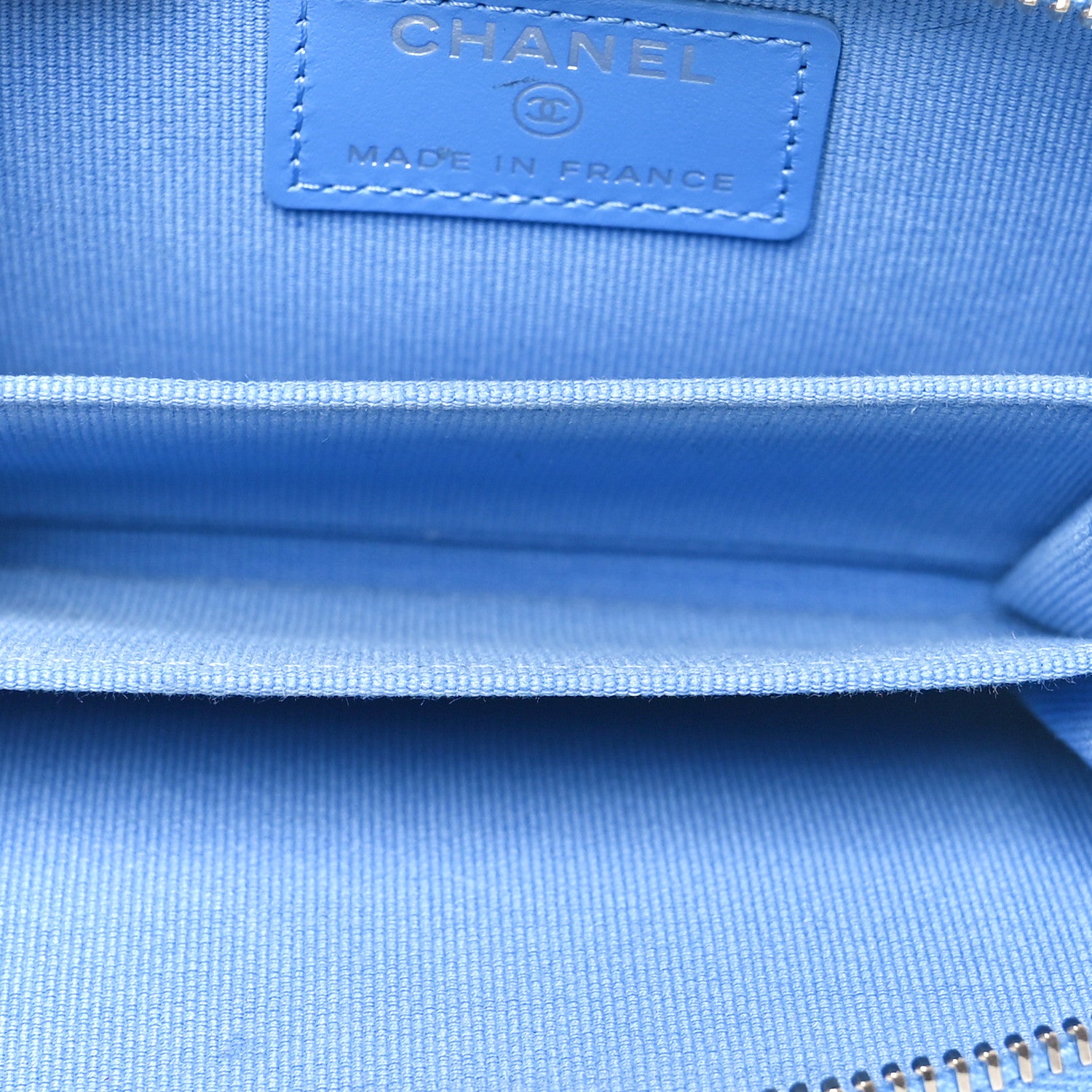 Chanel Caviar Quilted Zip Coin Purse Blue 6 of 10