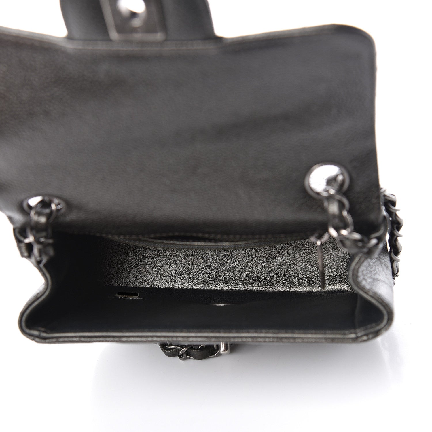 Chanel Metallic Caviar Quilted Mini Square Flap Dark Charcoal 5 of 10