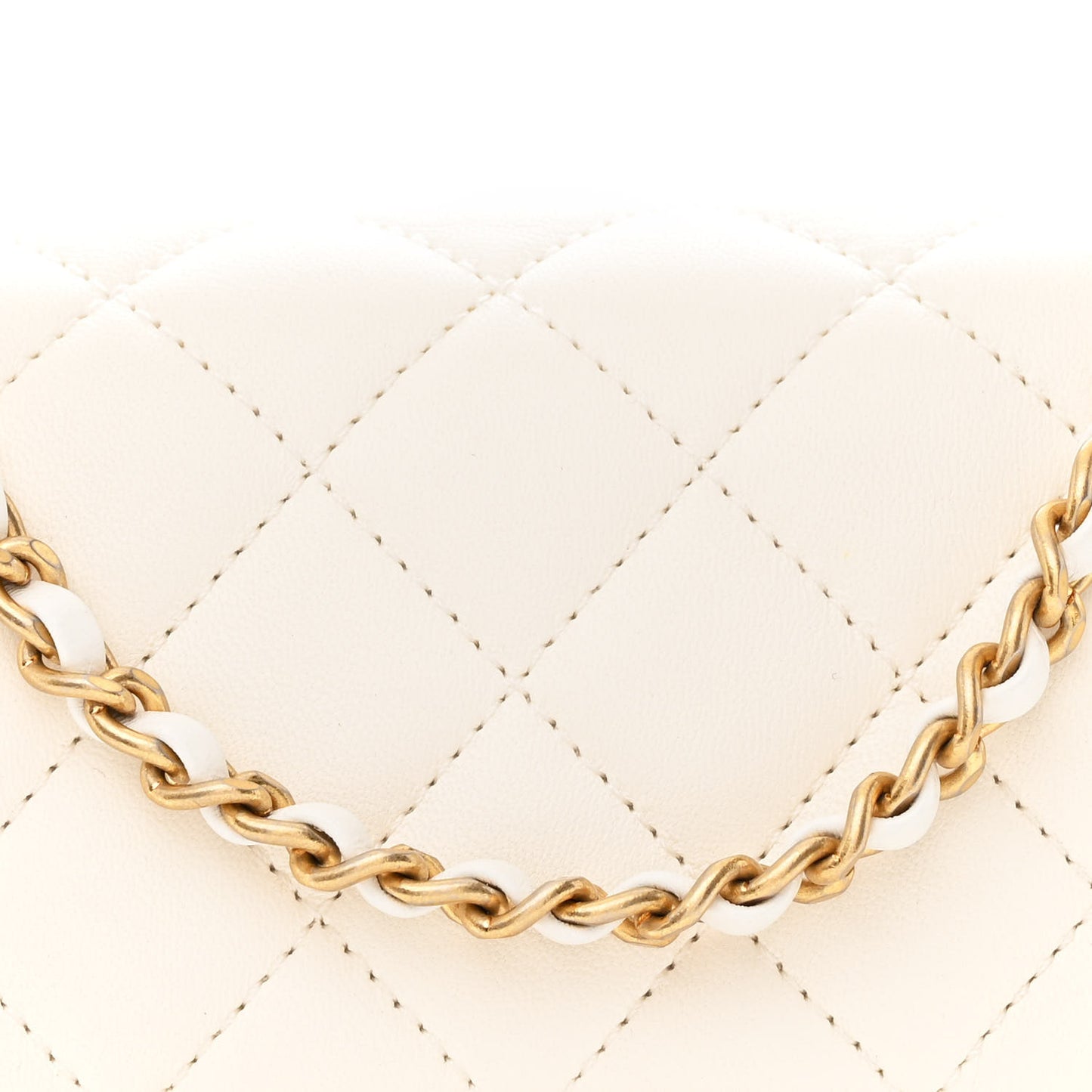 Lambskin Quilted Mini Pearl Crush Flap White