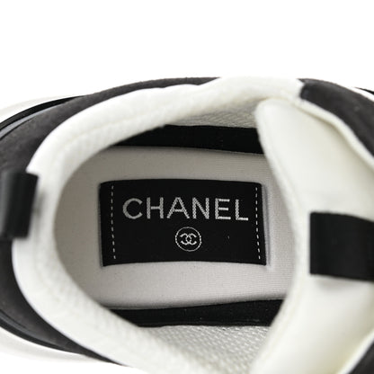 Chanel Nylon Suede Calfskin CC Sneakers 38 White Dark Grey 6 of 7
