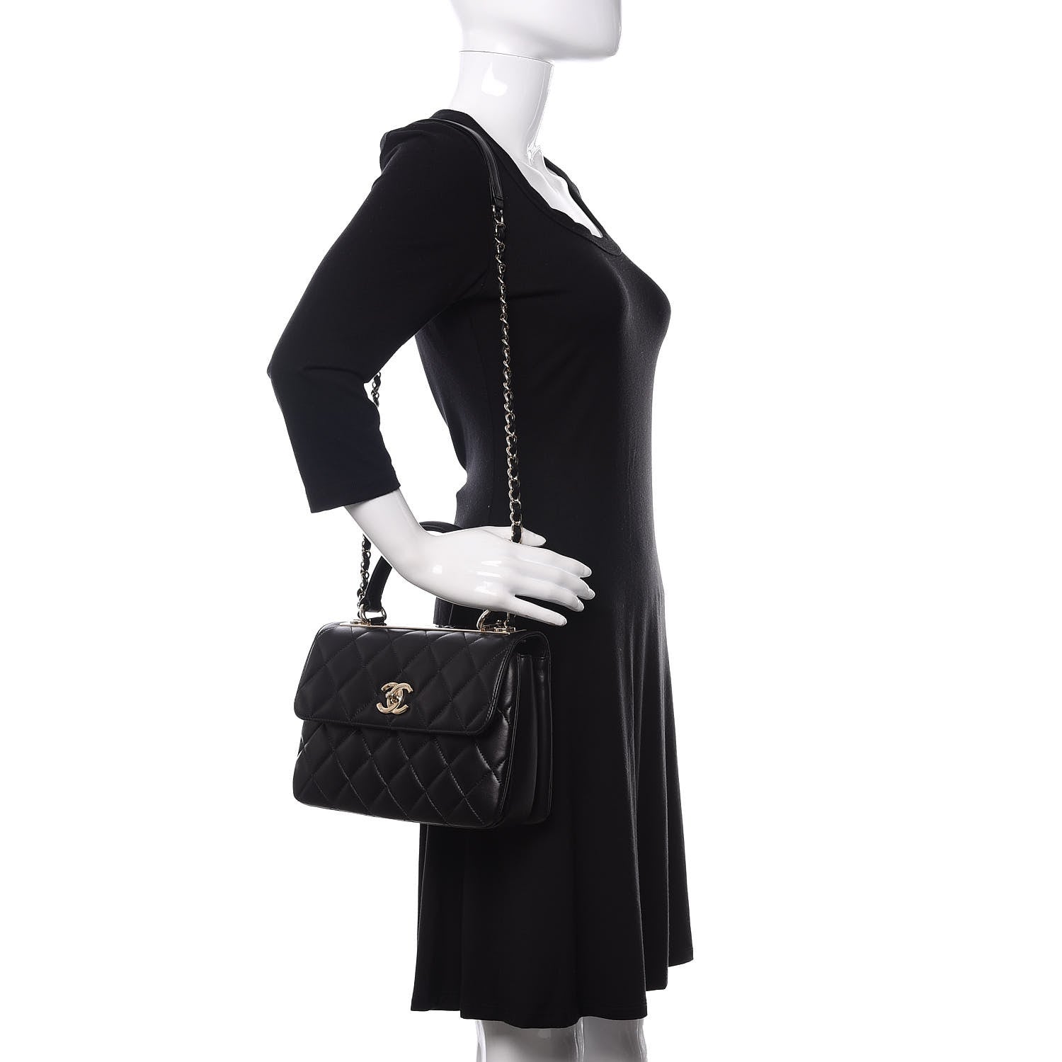 Chanel Lambskin Quilted Small Trendy CC Dual Handle Flap Bag Black 2 of 10