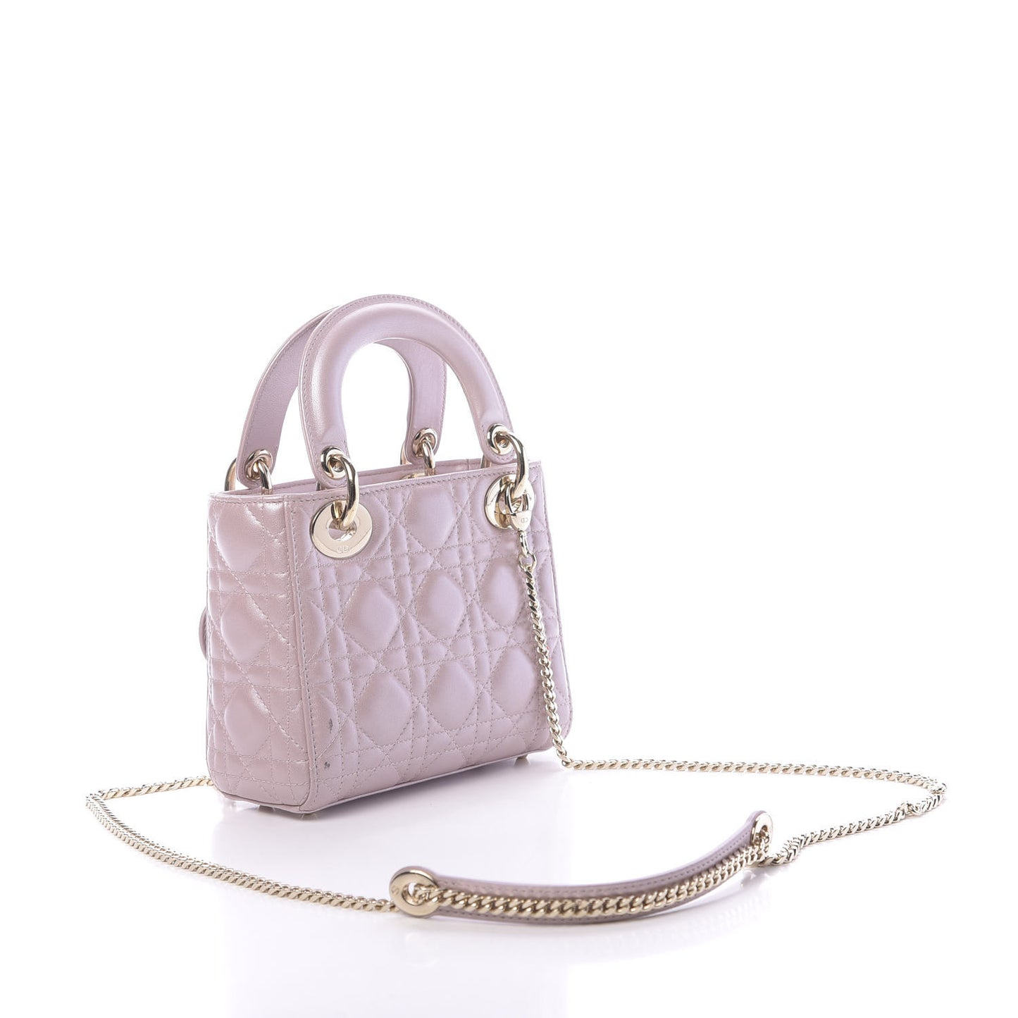 Metallic Lambskin Cannage Mini Lady Dior Lotus