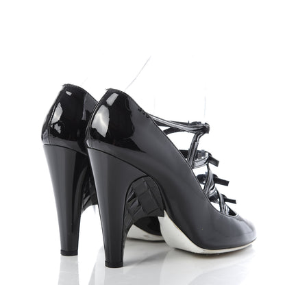 Chanel Patent Calfskin Wedge Pump 39 Black 4 of 9