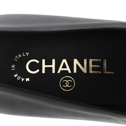 Chanel Calfskin Patent Cap Toe Chain Pumps 38.5 Black 9 of 12