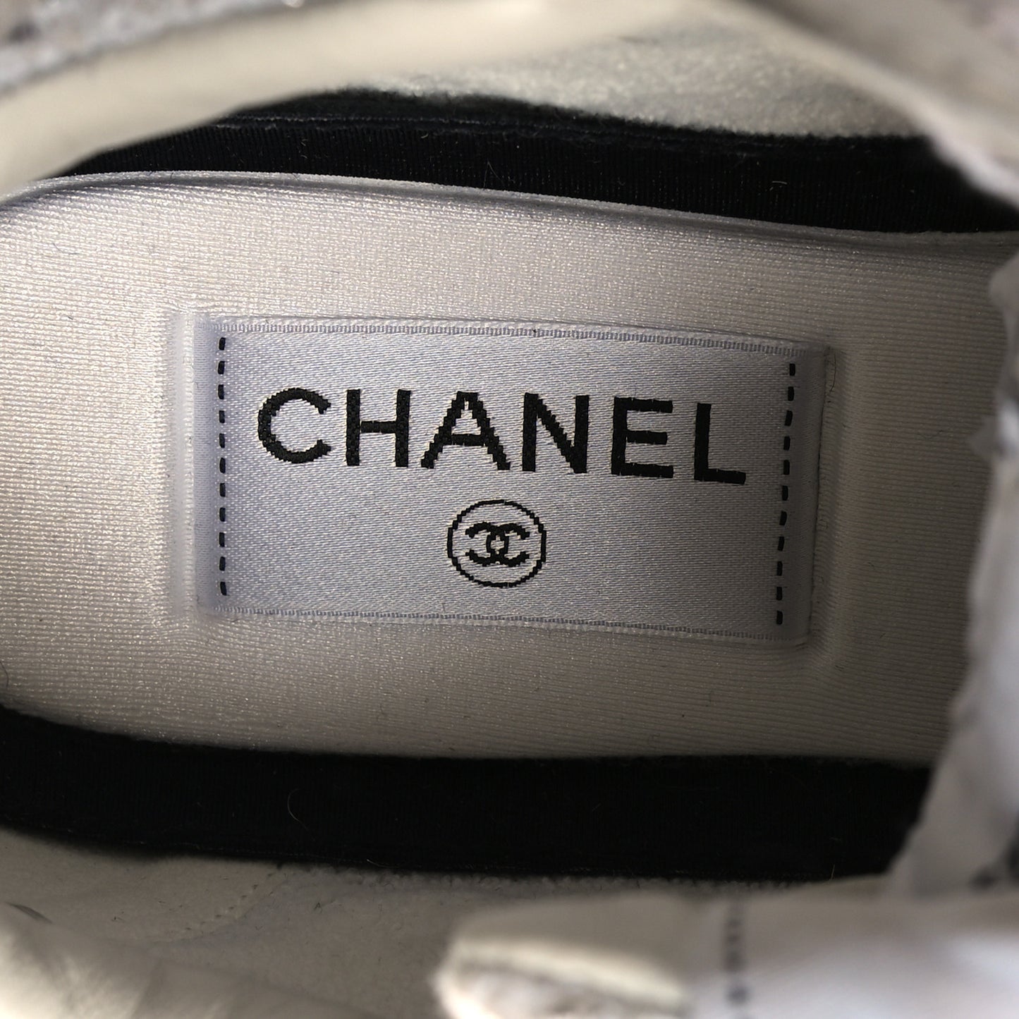 Painted Iridescent Cotton Tweed Suede Calfskin Womens CC Sneakers 37.5 White Silver Multicolor