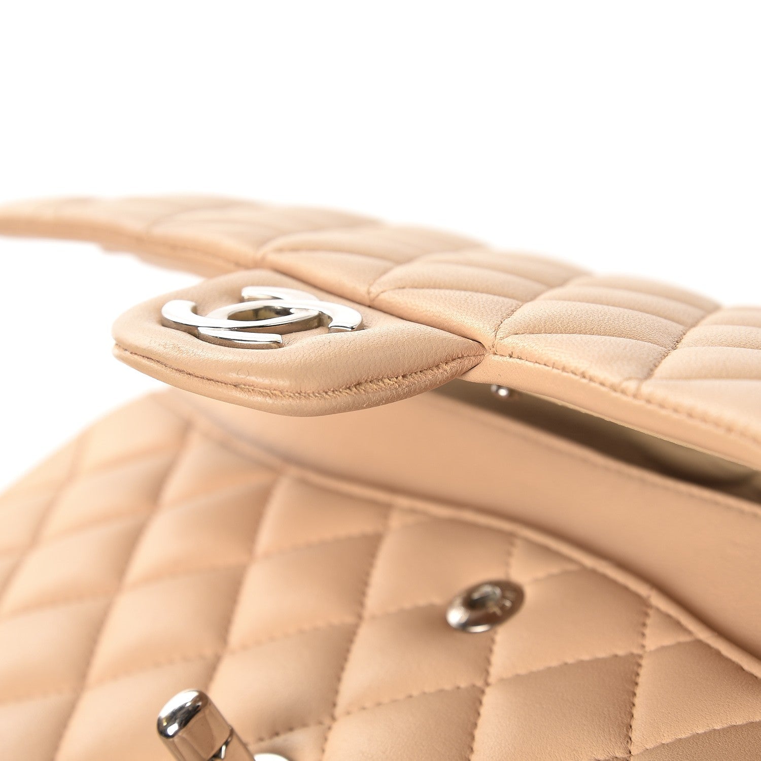 Chanel Lambskin Quilted Medium Double Flap Beige Clair 9 of 10