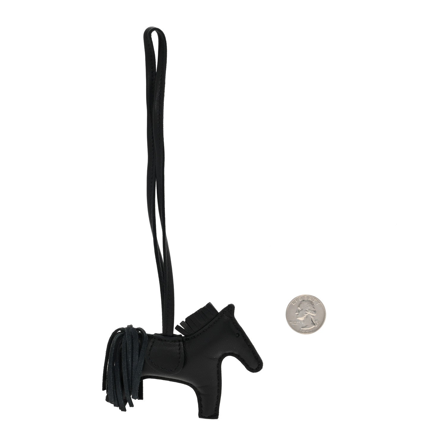 Hermes Milo Lambskin Grigri Rodeo Horse Bag Charm PM So Black 2 of 4