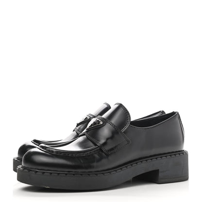 Prada Spazzolato Metal Triangle Logo 50mm Loafers 37 Black 3 of 10