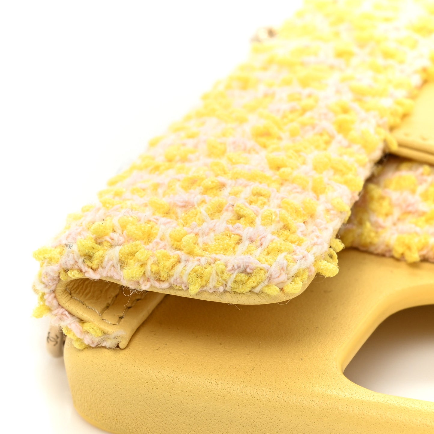 Tweed Quilted iPhone XII Pro Case With Chain Yellow Pink