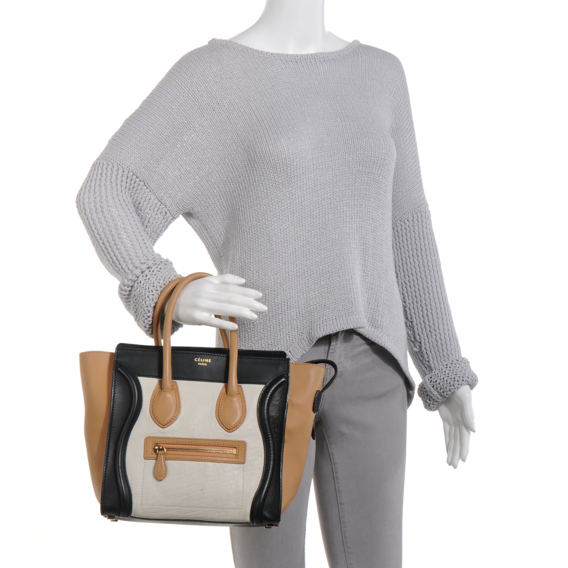 Celine Shrunken Lambskin and Smooth Calfskin Micro Tri-Color Luggage 2 of 10