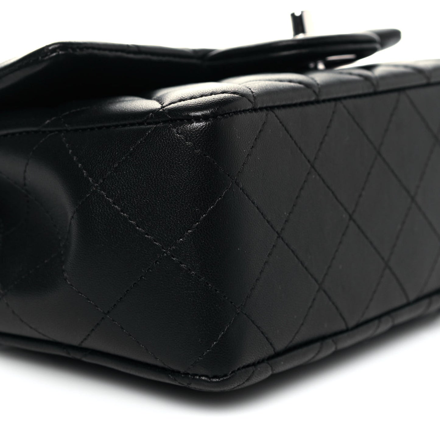 Lambskin Quilted Mini Rectangular Flap Black