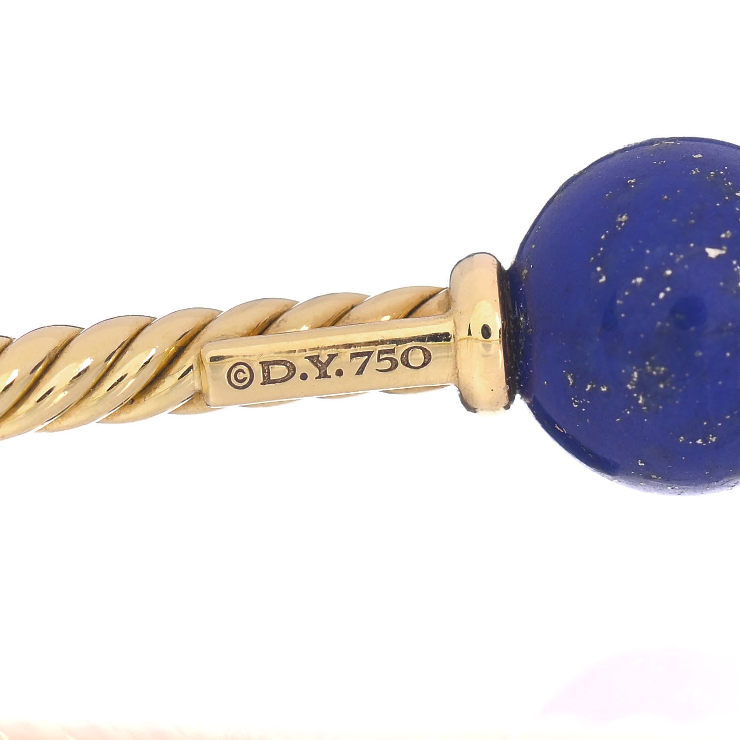 David Yurman 18K Yellow Gold Lapis Lazuli 8.5mm Solari Bracelet 4 of 4
