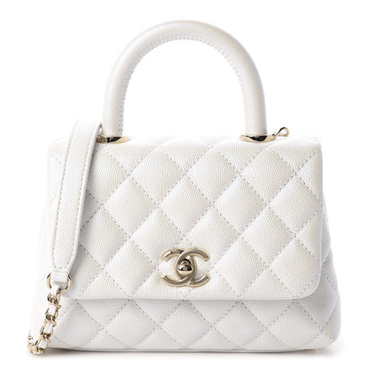 Chanel Iridescent Caviar Quilted Extra Mini Coco Handle Flap Ivory 1 of 11