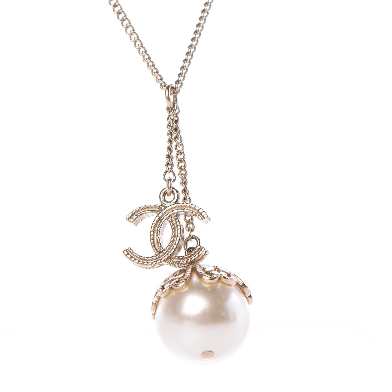 Chanel Pearl CC Drop Necklace Gold 4 of 6