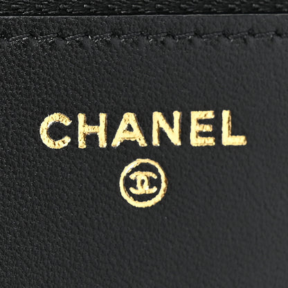 Chanel Lambskin Quilted Pearl CC Wallet on Chain WOC Black 7 of 12