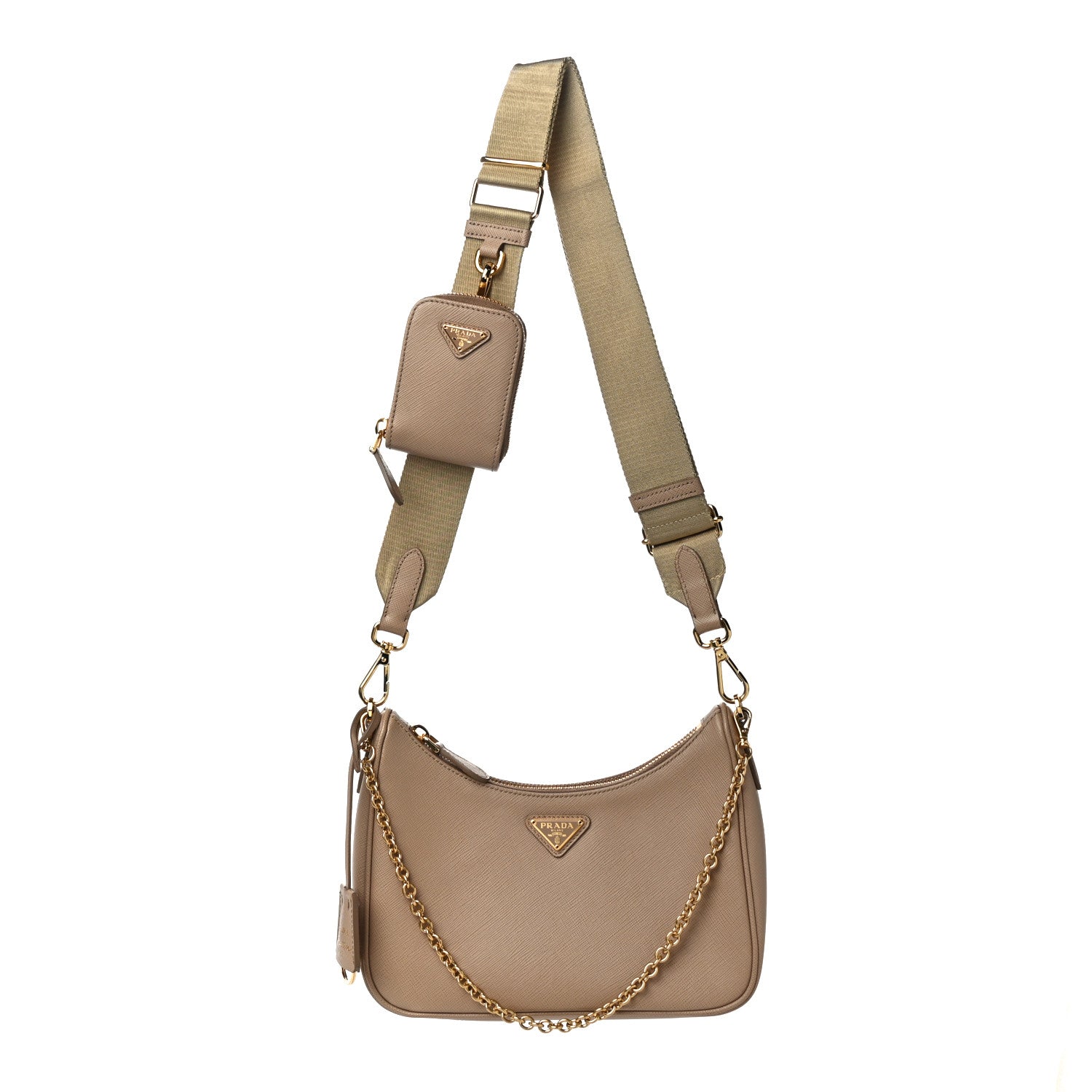 Prada Saffiano Re-Edition 2005 Shoulder Bag Cammeo Beige 2 of 11