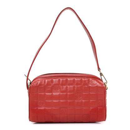 Chanel Lambskin Embossed CC Chocolate Bar Shoulder Bag Red 1 of 11