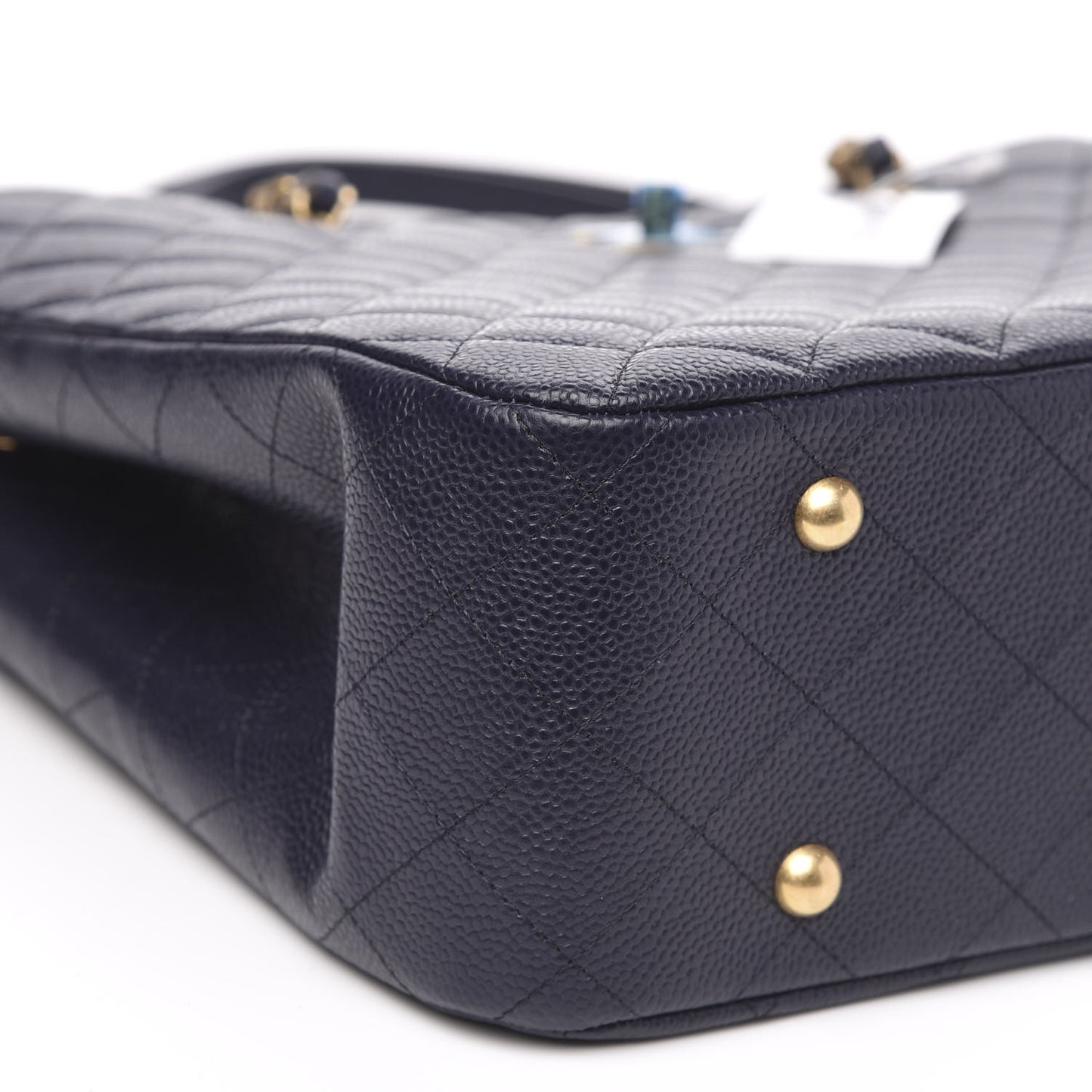 Caviar Quilted Large CC Shopping Tote Navy