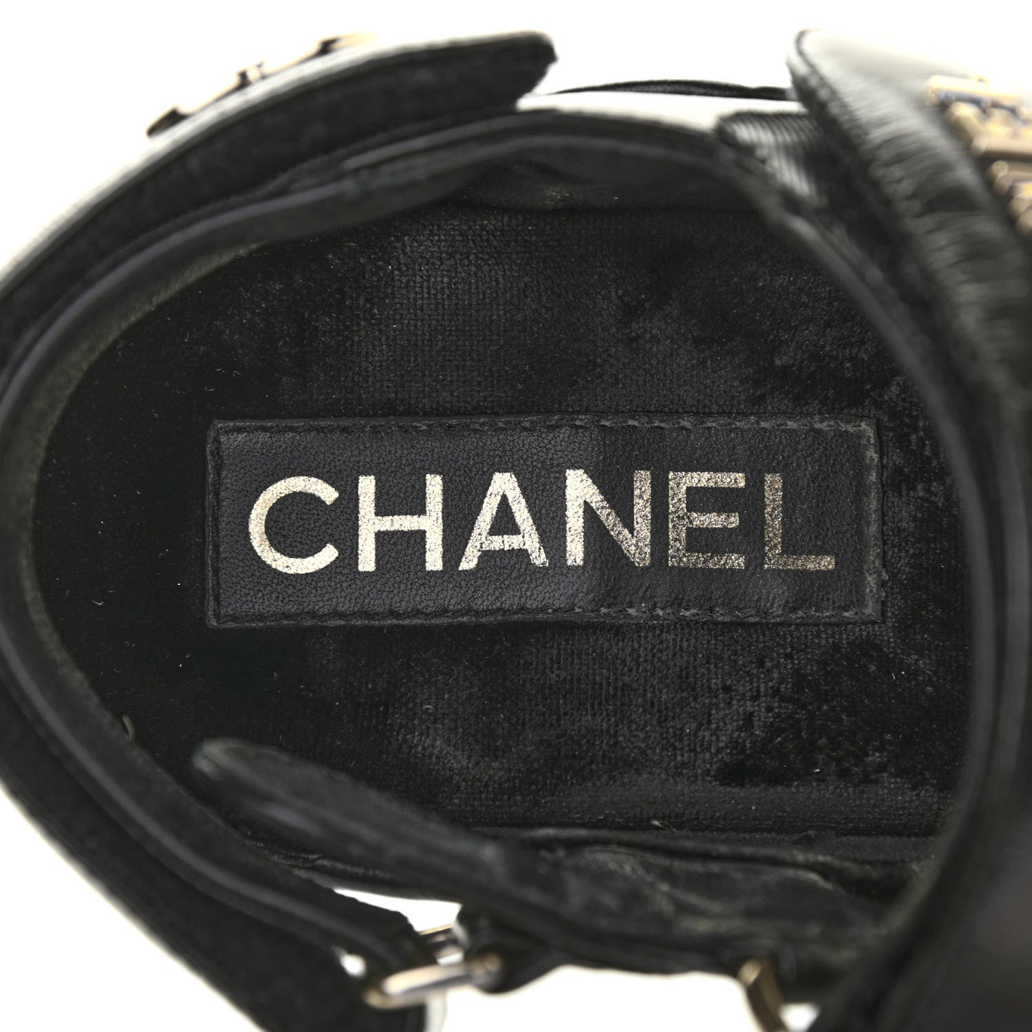 Chanel Shiny Calfskin Quilted Wedge Sandals 38 Black 6 of 9