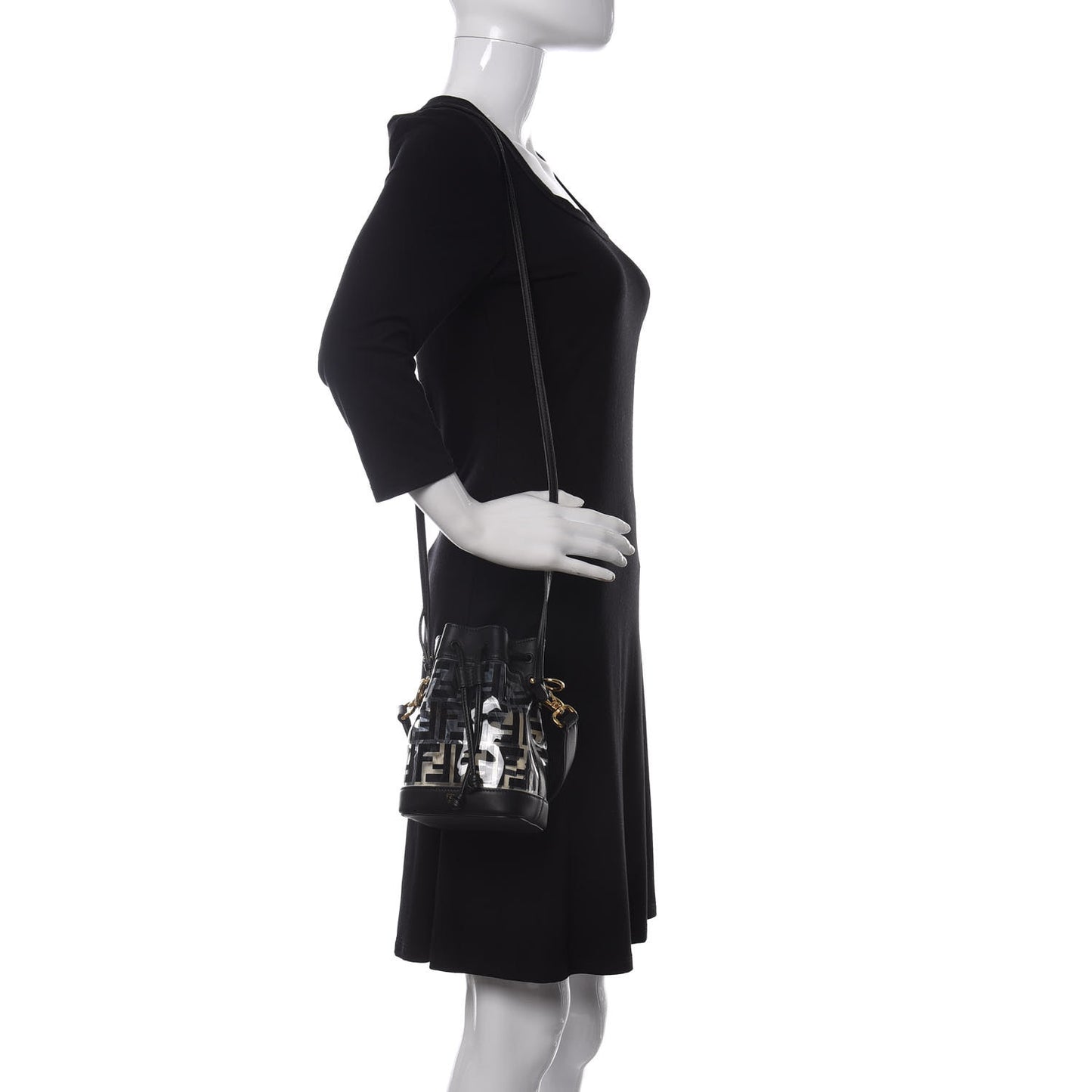 TPU FF Vitello Grace F is Fendi Mini Mon Tresor Bucket Bag Black
