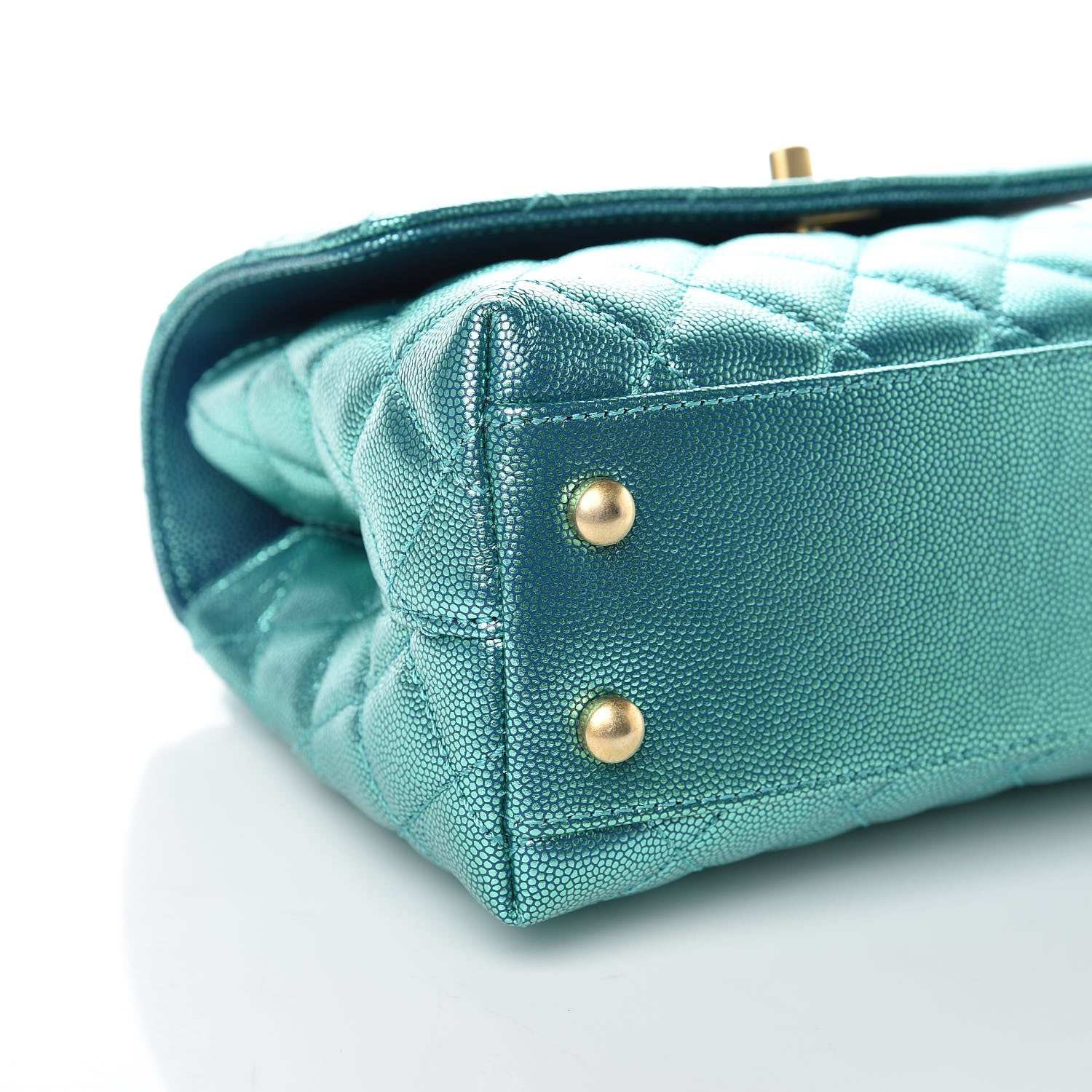 Chanel Metallic Caviar Quilted Mini Coco Handle Flap Blue 10 of 11