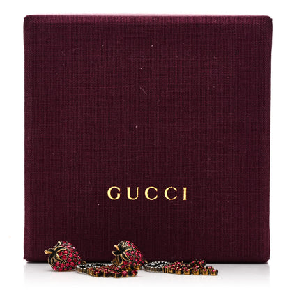 Gucci Metal Crystal Interlocking G Strawberry Drop Earrings Red 5 of 5