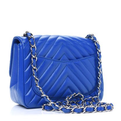 Chanel Caviar Chevron Quilted Mini Square Flap Blue 2 of 4