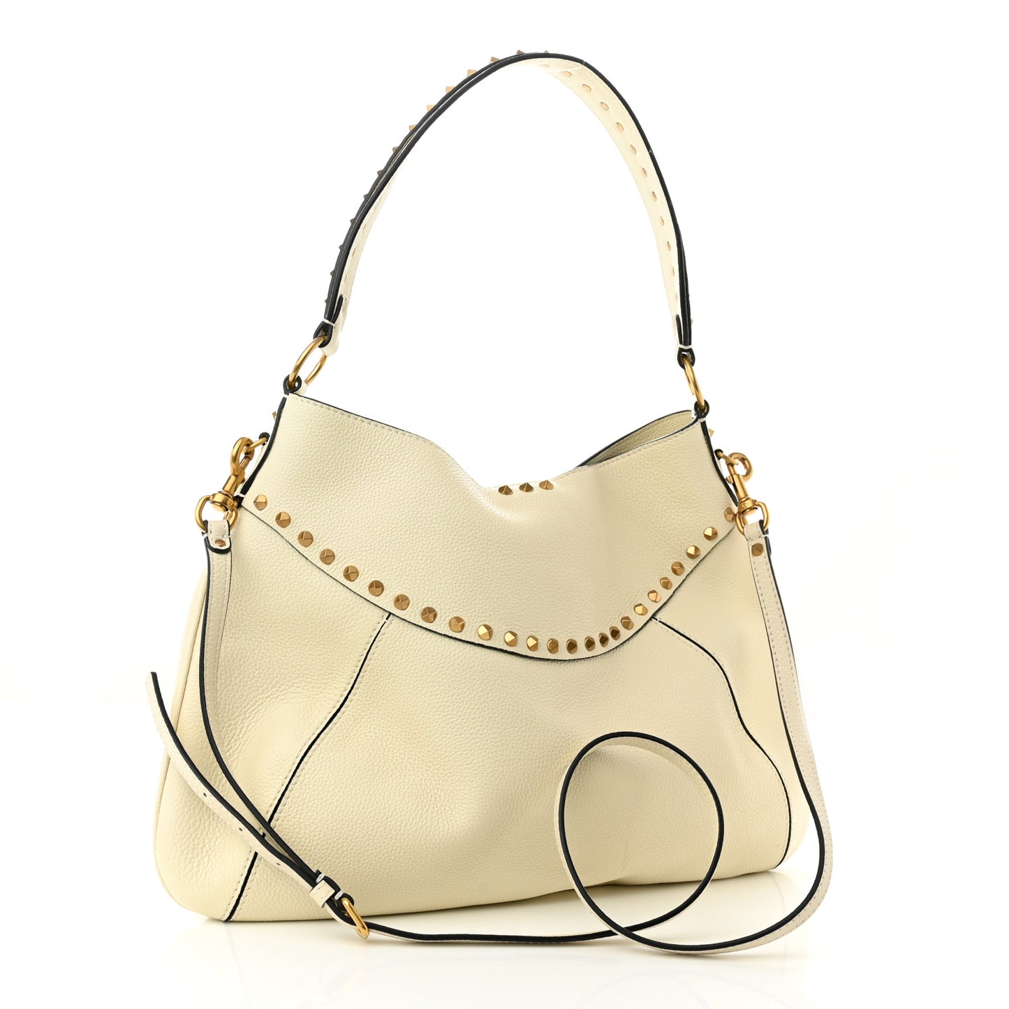 Grained Calfskin Medium Twinkle Studs Hobo White