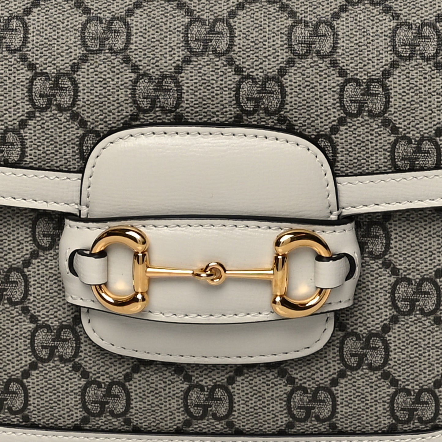 GG Supreme Monogram Web Mini Horsebit 1955 Shoulder Bag Beige Mystic White