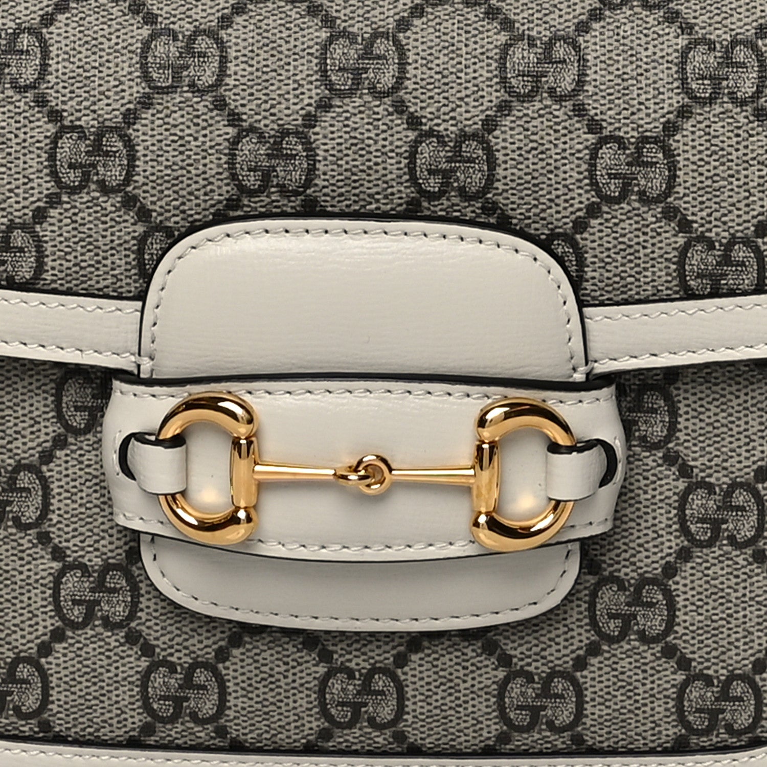 Gucci GG Supreme Monogram Web Mini Horsebit 1955 Shoulder Bag Beige Mystic White 9 of 11