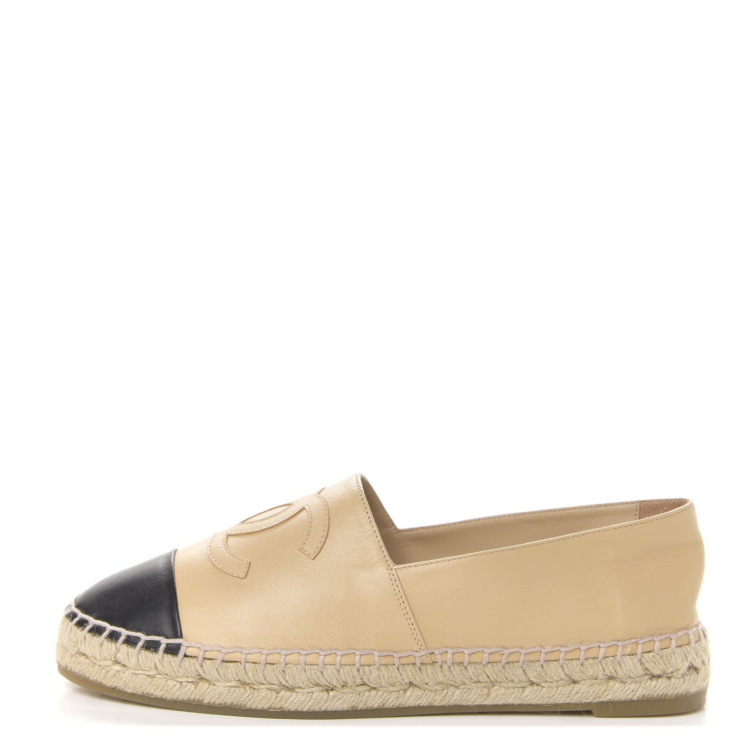 Chanel Lambskin CC Espadrilles 39 Beige Black 1 of 10