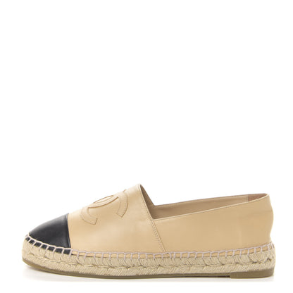 Chanel Lambskin CC Espadrilles 39 Beige Black 1 of 10