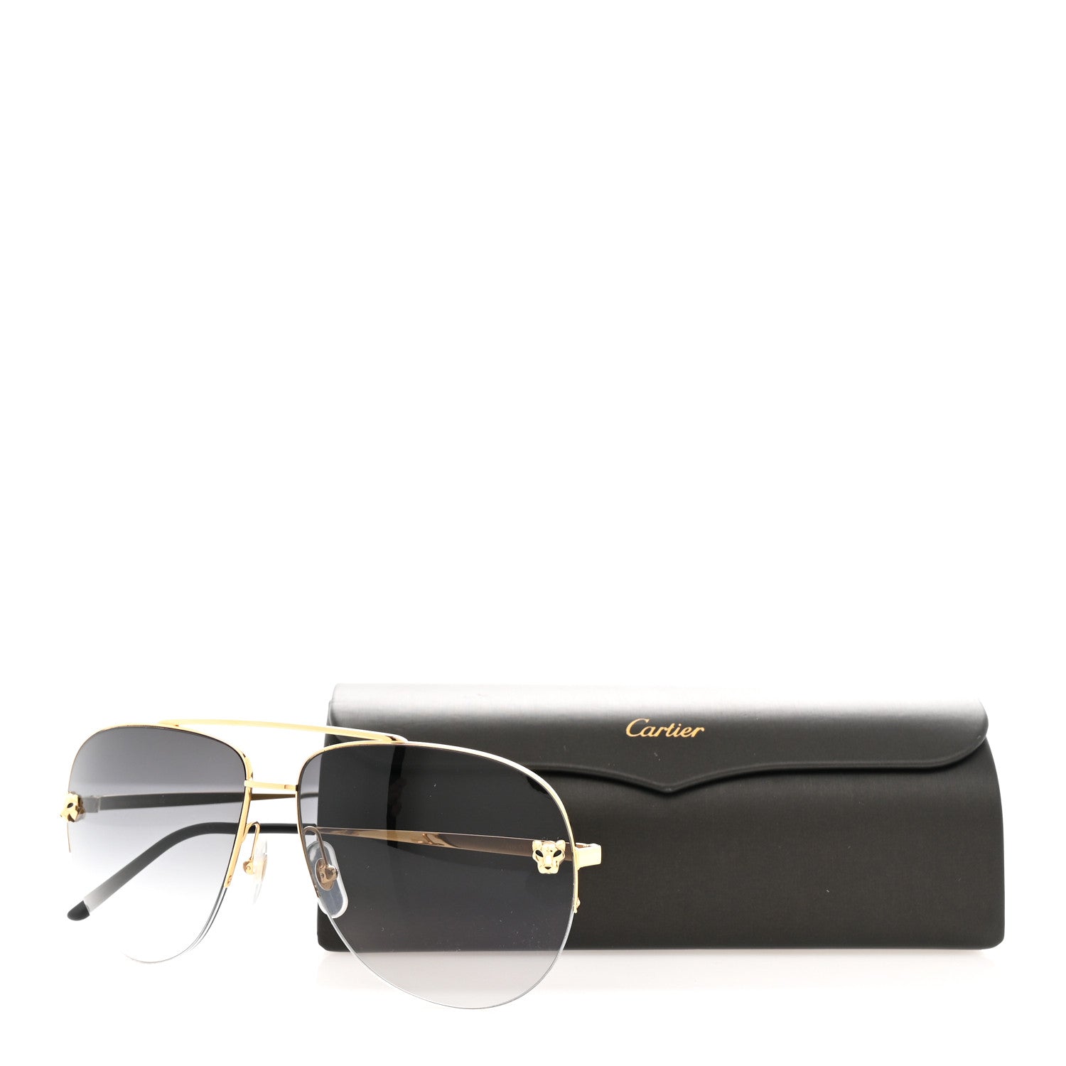 Cartier Santos de Cartier Aviator Sunglasses CT0065S Gold Black