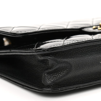 Chanel Patent Goatskin Quilted CC Eyelet Wallet On Chain WOC Black 10 of 12
