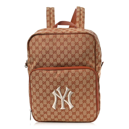 Gucci X MLB GG Monogram NY Yankees Medium Backpack Beige Ruggine Ivory 1 of 8