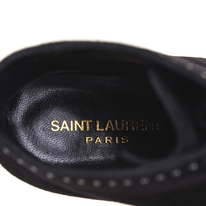 Saint Laurent Suede Blaze Studded Laced Ankle Boots 37 Black 8 of 11