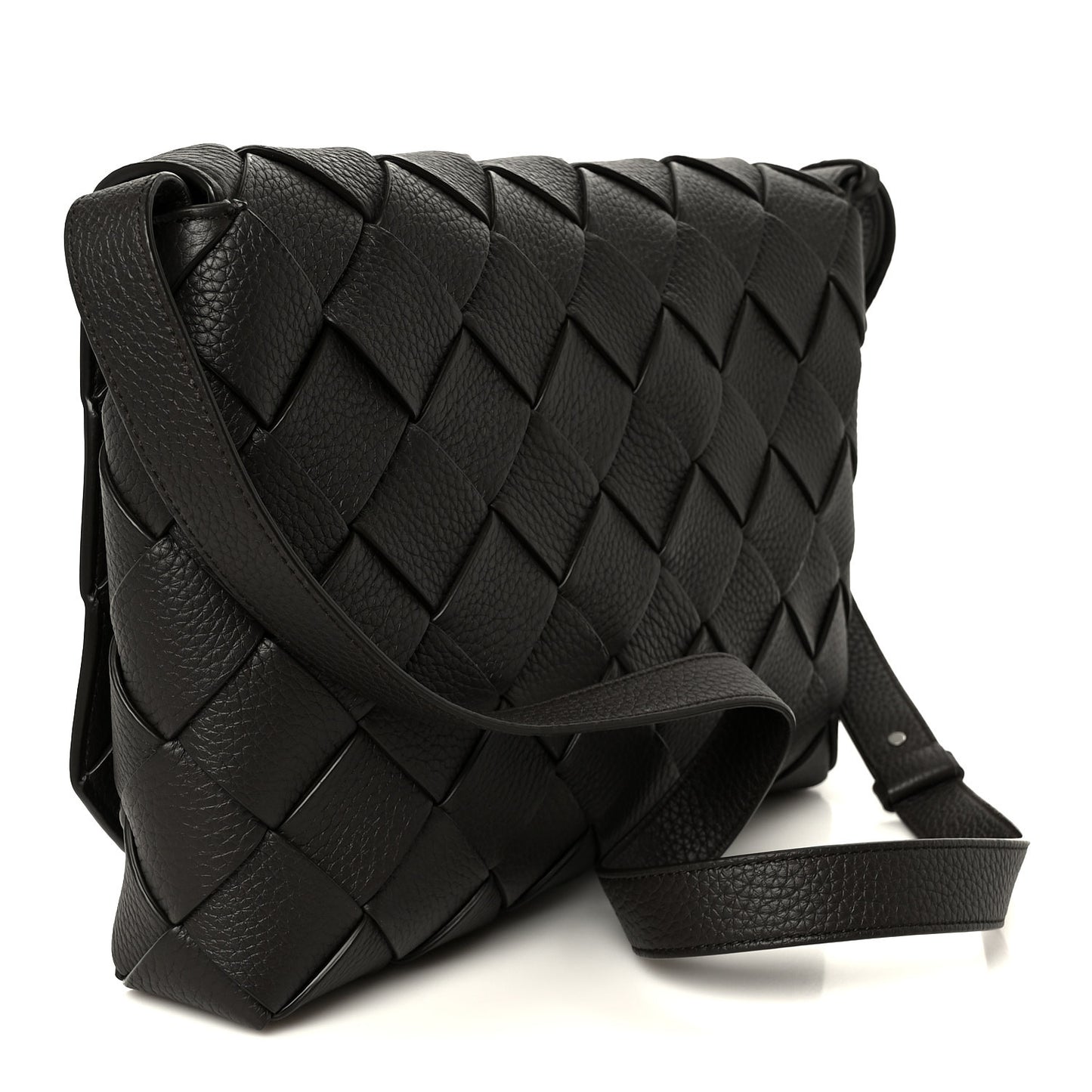 Grained Calfskin Intreccio Large Diago Crossbody Bag Fondant