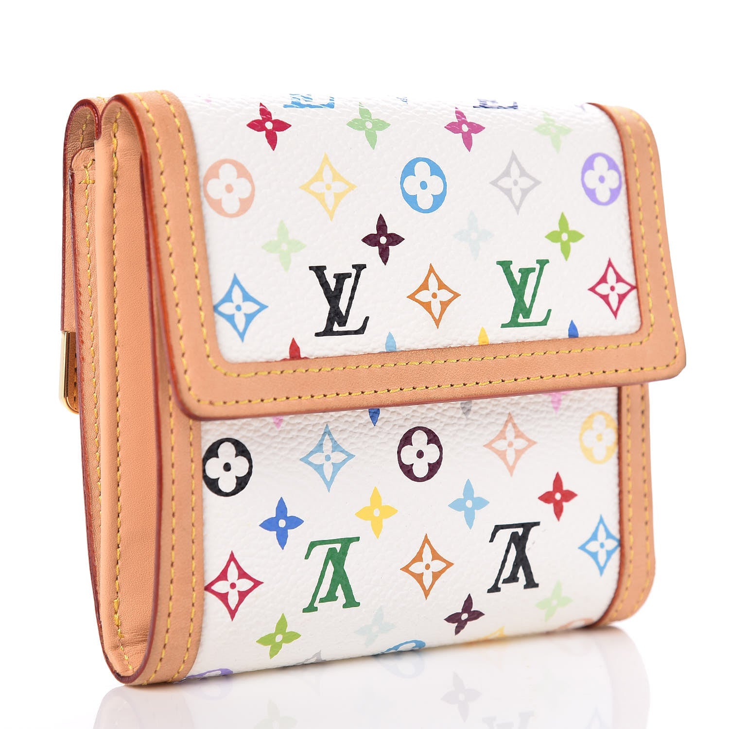 Louis Vuitton Monogram Multicolor Porte-Monnaie Billets Wallet White 3 of 10