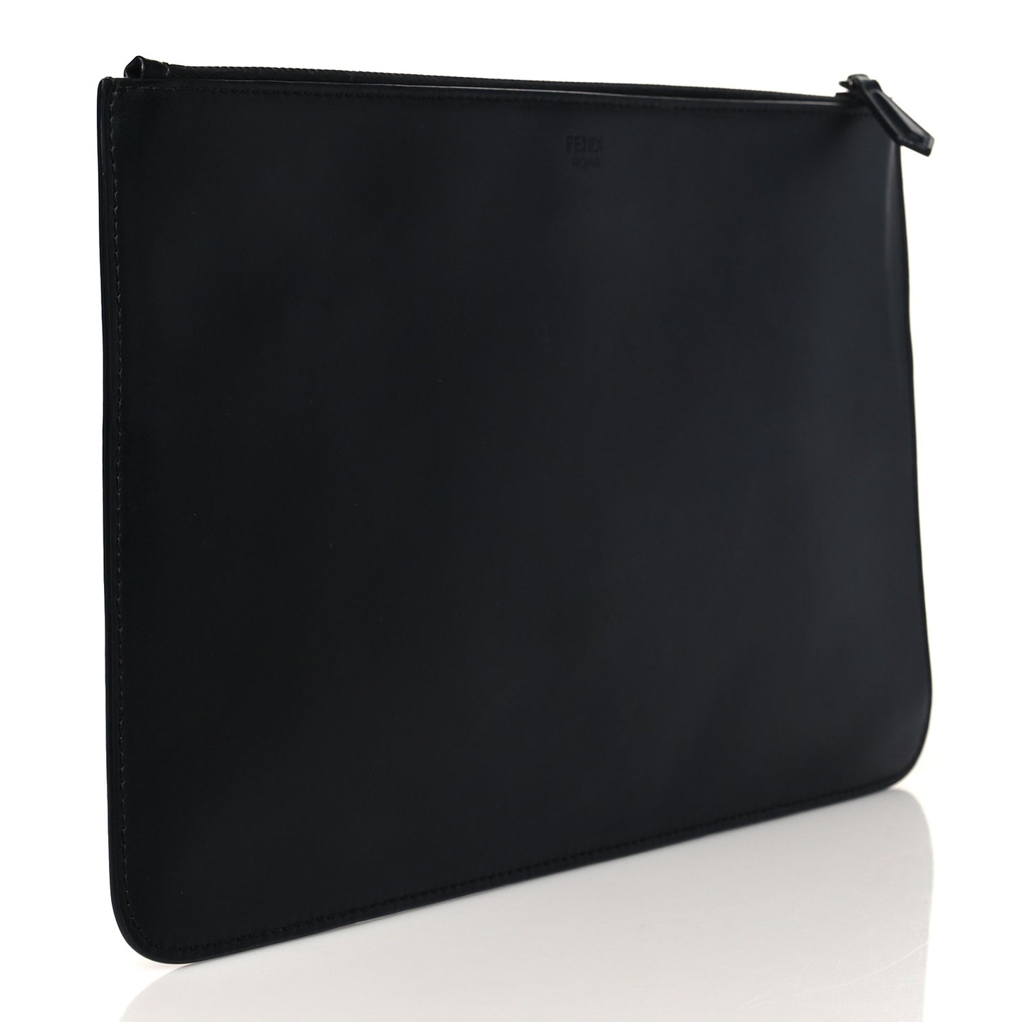 Calfskin Embroidered Bug Pouch Black