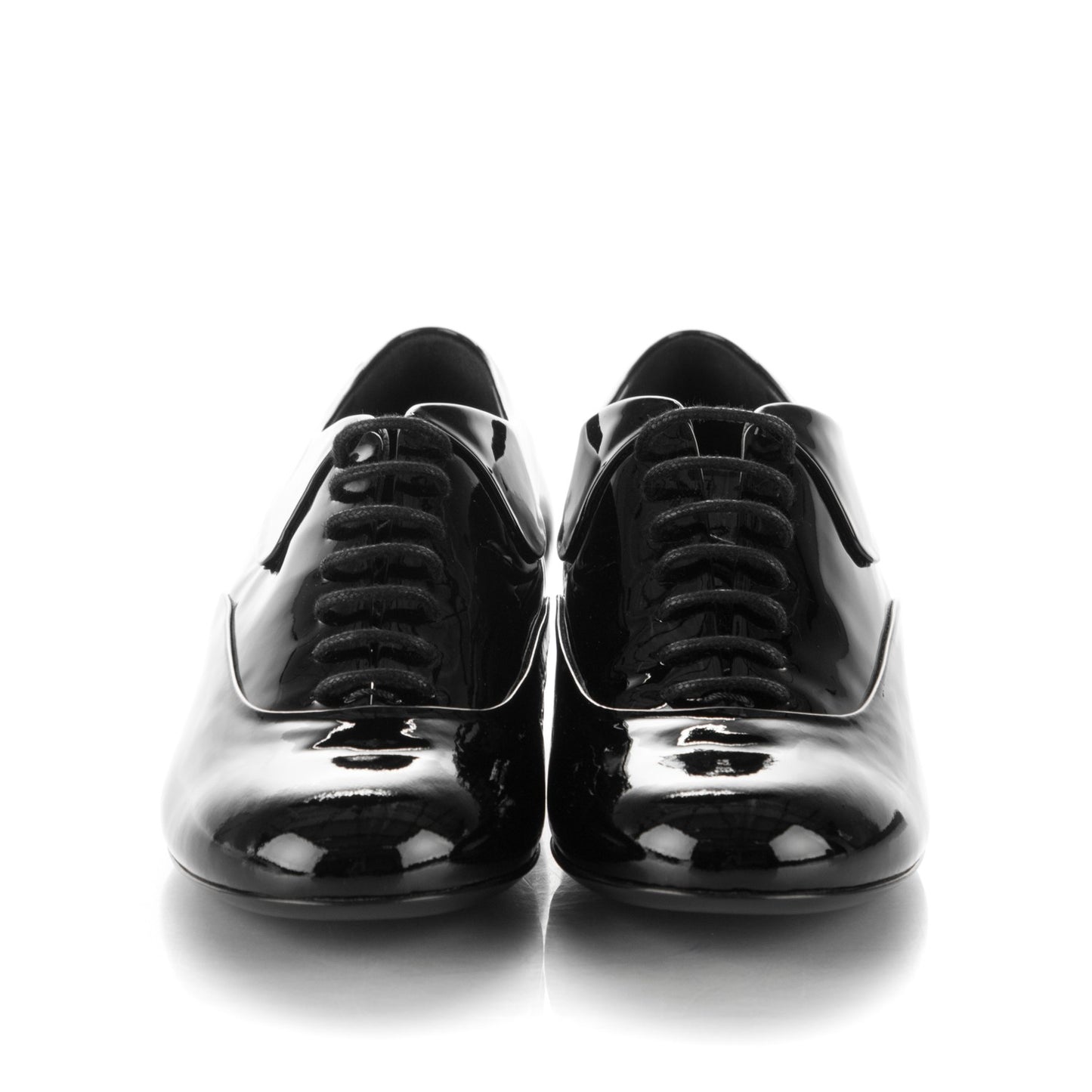 Calfskin Patent CC Lace Up Oxfords 37 Black