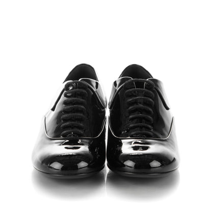 Chanel Calfskin Patent CC Lace Up Oxfords 37 Black 2 of 7