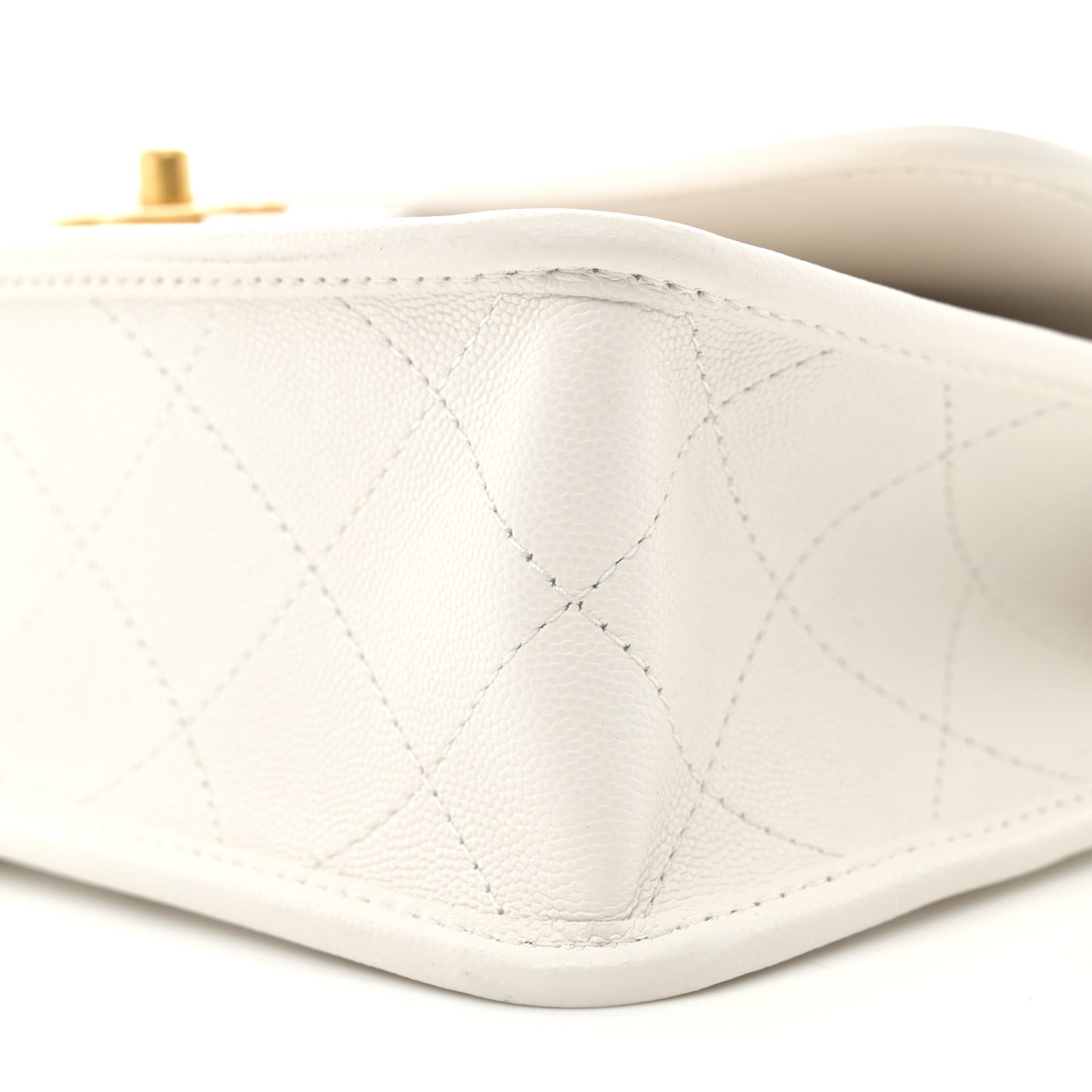 Caviar Quilted School Memory Small Top Handle Flap White