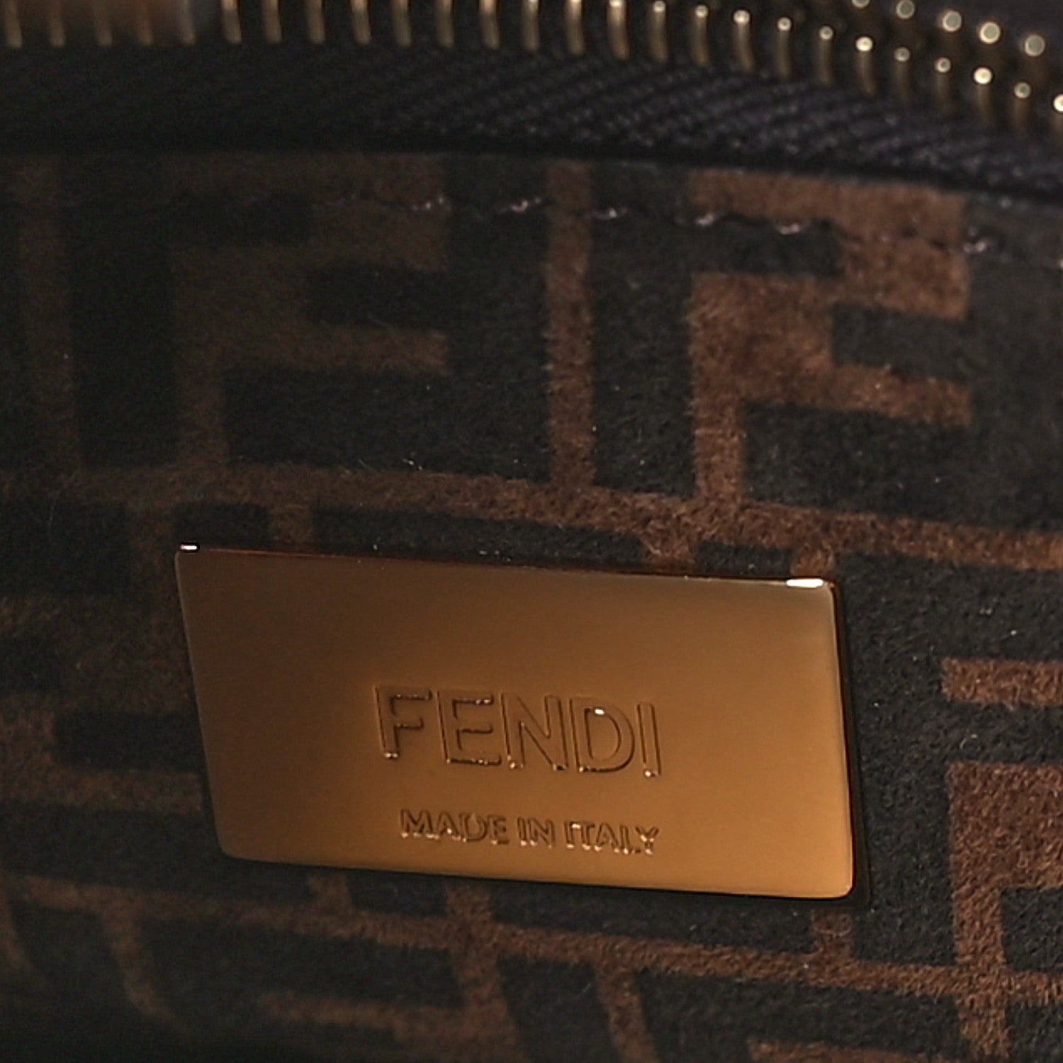Fendi Vitello Seta Suede FF Mini Peekaboo Iconic Satchel Uovo Sigaro Marrone 6 of 11
