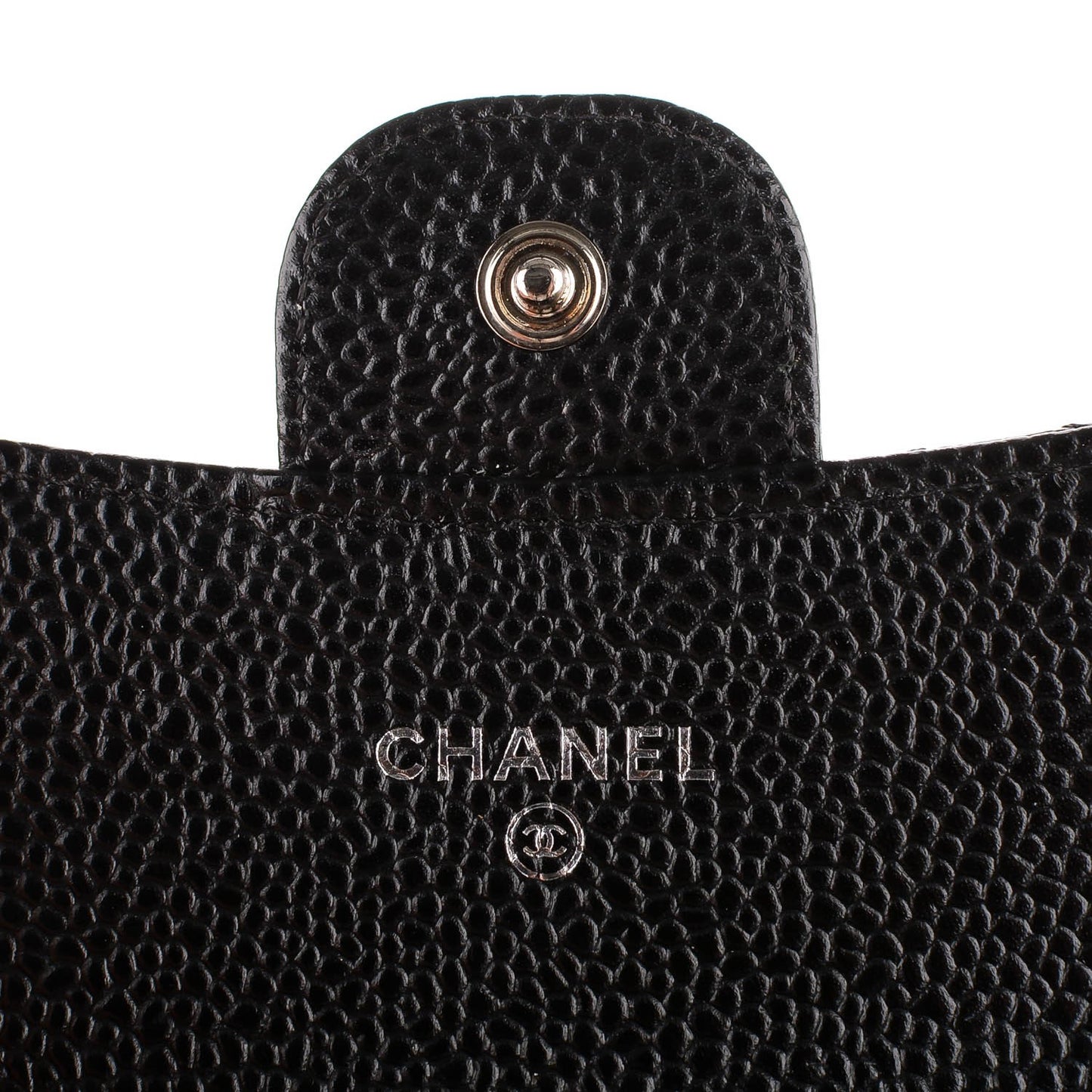 Caviar Quilted Flap Card Holder Black
