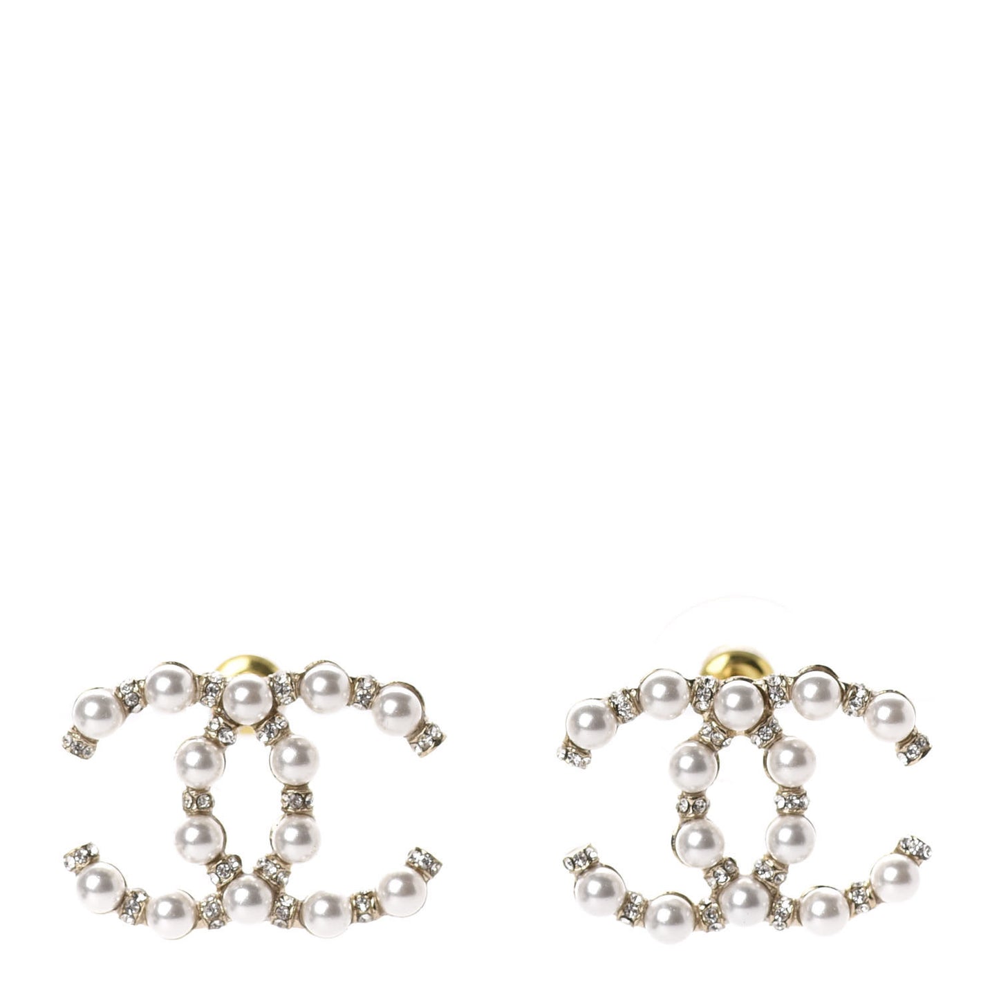 Pearl Crystal Nefertiti CC Earrings Gold