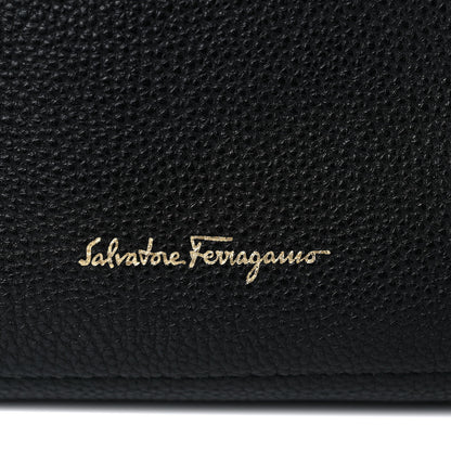 Salvatore Ferragamo Hammered Calfskin Double Handle Medium Amy Tote Black 12 of 14
