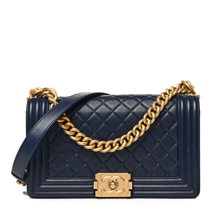 Chanel Lambskin Quilted Medium Boy Flap Dark Navy 1 of 10
