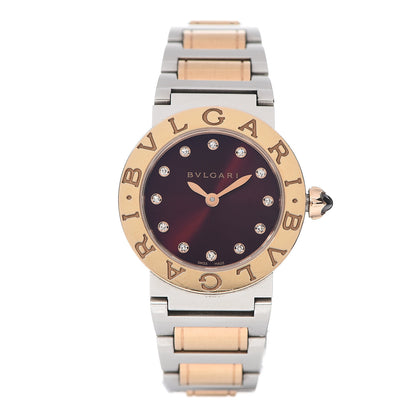 Bulgari Stainless Steel 18K Rose Gold Diamond 26mm Quartz Watch Red 1 of 9